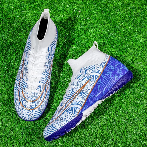 Vista 4 de Zapatos de fútbol para hombre, con cordones, antideslizantes, para interiores, fútbol sala, TF, tacos de césped