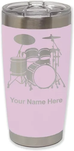 Vista 25 de LaserGram Vaso aislado al vacío de 20 onzas, juego de batería, grabado personalizado incluido (negro)