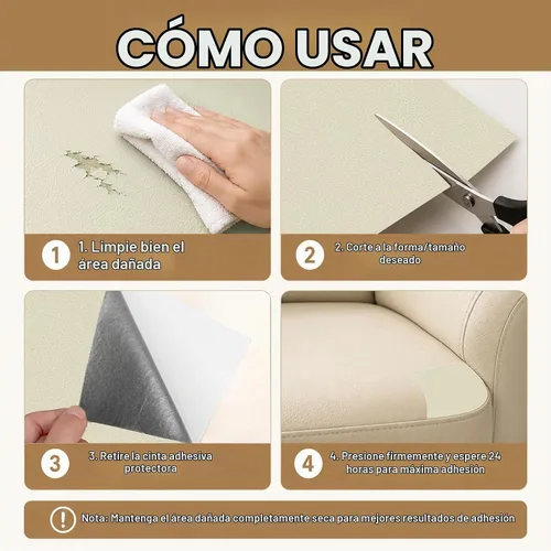 Vista 4 de CHEIGHY Parche de reparación de cuero, parches de vinilo autoadhesivos para Beige