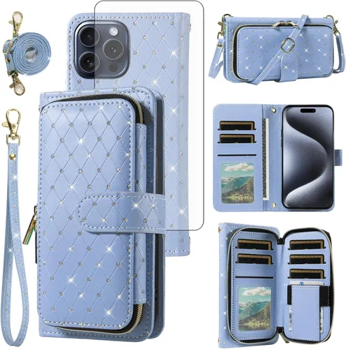 Vista 186 de Funda para teléfono iPhone 6 6S con cremallera y protector de pantalla con protector de pantalla, correa de cordón cruzado, ranura para iPhone 6 Six