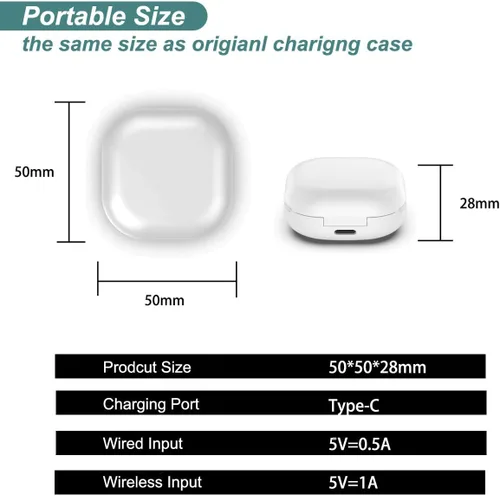 Vista 4 de Kissmart - Funda de carga para auriculares Galaxy Buds Live SM-R180 (blanco) Funda de cargador de repuesto para Samsung Galaxy Buds Live