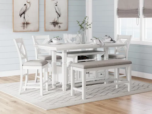 Vista 21 de Signature Design By Ashley Robbinsdale - Mesa de comedor de 72 pulgadas de altura de mostrador con almacenamiento de isla de cocina, sólidos