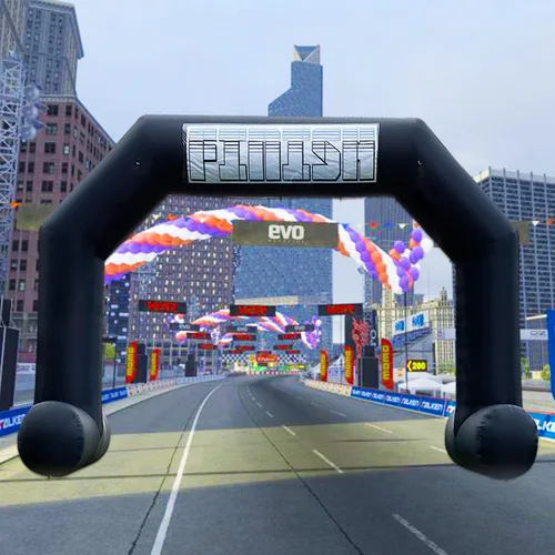Vista 16 de Arco inflable de 20 pies de línea de acabado verde con potente soplador, arco inflable hexagonal al aire libre para carreras de 5 K, fiesta