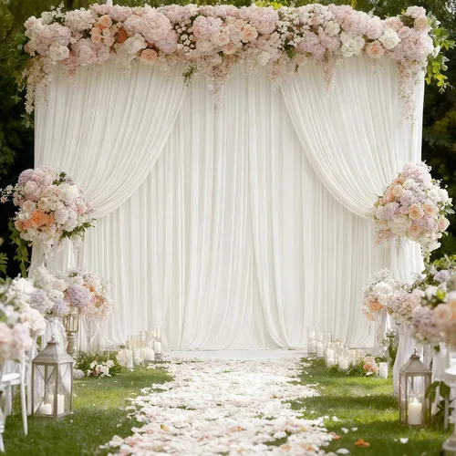 Vista 6 de Cortinas de Fondo Beige - Cortinas de Poliéster Sin Arrugas para Fotografía, Cortinas de Fondo para Fiestas, para Decoraciones de Baby Shower