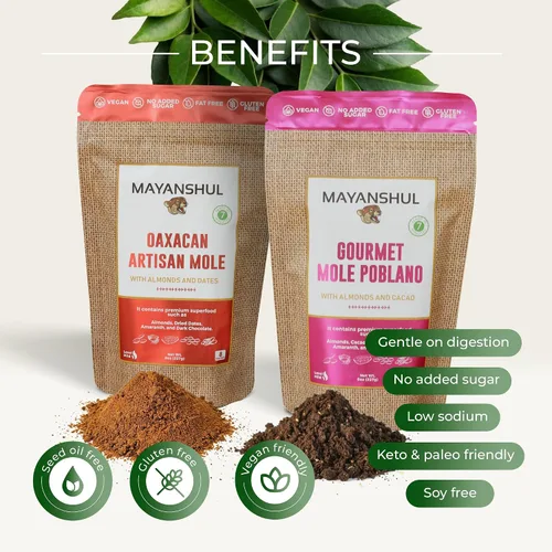 Vista 3 de Mayanshul Auténtica salsa mole poblano, cacao y amaranto, 8 onzas