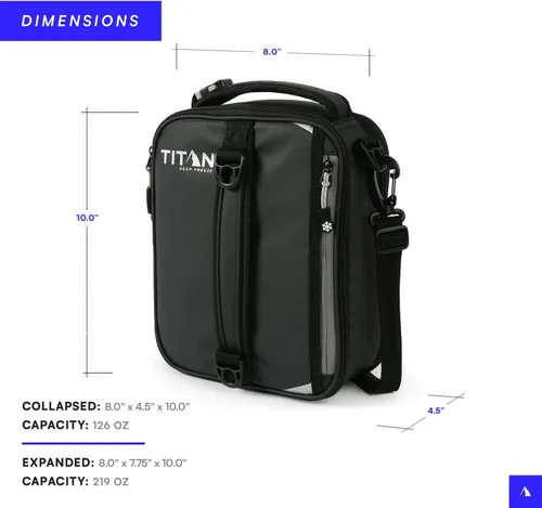 Vista 5 de Titan High Performance Fridge Cold Lonchera Aislada Expandible - Negro/Plateado