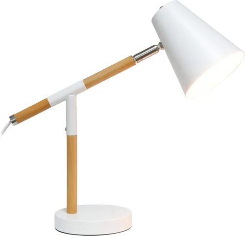 Vista 2 de Simple Designs LD1059-WHT Lámpara de escritorio pivote de madera, blanco mate