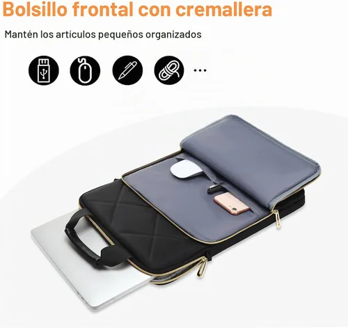 Vista 4 de MOSISO Vertical Laptop Bag, Computer Bags Negro