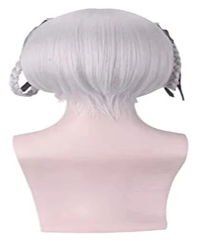 Vista 3 de 40cm Anime KAKEGURUI Cosplay Kirari Momobami Braids Women Wig Role Playing Wigs Halloween Cosplay Silver Hair
