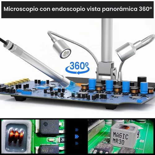 Vista 5 de Andonstar AD409 Pro 10.1" microscopio digital HDMI con endoscopio