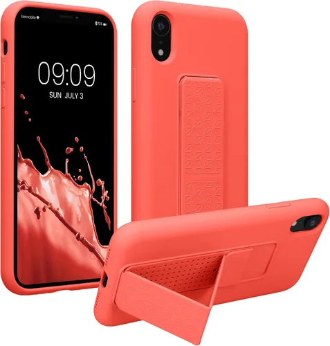 Vista 11 de kwmobile Funda compatible con Apple iPhone XR - Funda con correa de mano y revestimiento de silicona TPU suave - Azul Báltico