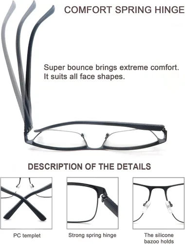 Vista 4 de HEEYYOK Gafas de lectura para hombre, 3.00, paquete de 3 lentes de lectura con bloqueo de luz azul, para lectura de metal, antifatiga ocular/migraña