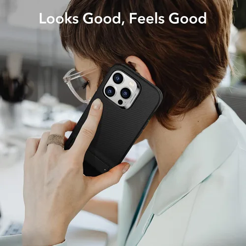 Vista 9 de ESR Funda para iPhone 14 Pro, 3 Modos de Soporte, Protección contra Caídas de Grado Militar, Compatible con Carga Inalámbrica, Cubierta Trasera Negro