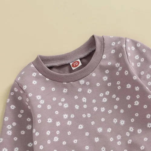 Vista 4 de Ropa para bebé recién nacida, atuendo de margaritas, camiseta de manga larga, pantalones, ropa de otoño e invierno