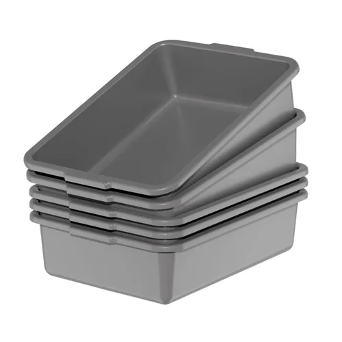Vista 8 de Paquete de 4 cajas de autobús comerciales, 23 L de plástico, color gris