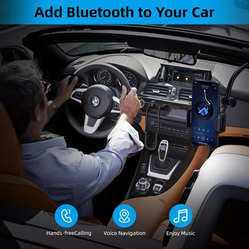 Vista 2 de ZIOCOM Adaptador auxiliar Bluetooth para automóvil, receptor USB Bluetooth 5.2, adaptador Bluetooth de 0.138 in con micrófono para transmisión