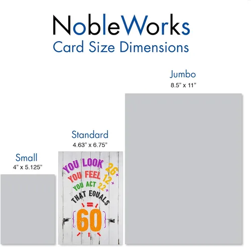 Vista 8 de NobleWorks - Tarjeta de cumpleaños número 60 con sobre - Divertida tarjeta de notas para niños de 60 años, felicitaciones de papelería - Ecuación