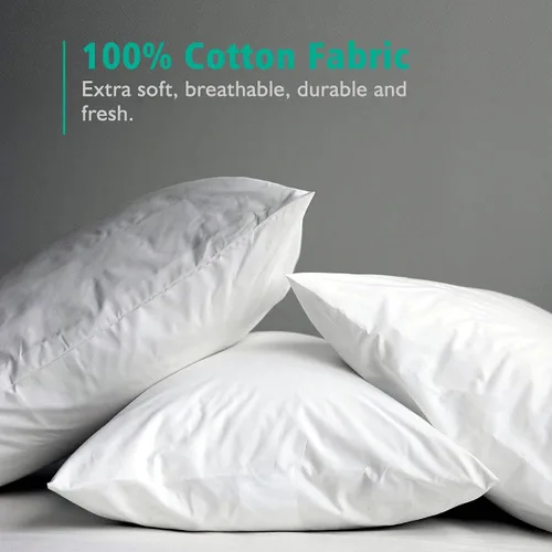 Vista 5 de APSMILE Juego de 2 rellenos de almohada de plumón orgánico de 16 x 16 pulgadas, 100 % tela de algodón, suave y esponjoso, funda de almohada