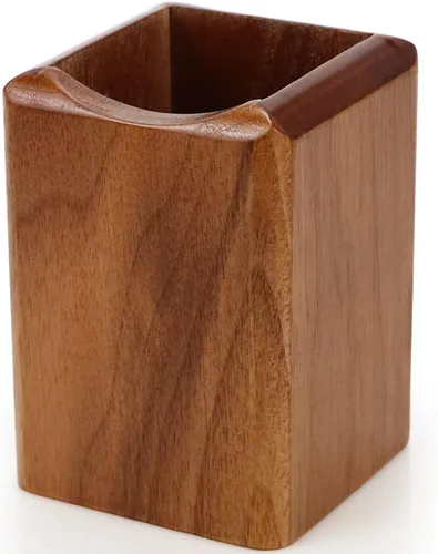 Vista 8 de Caja de bolígrafos de madera natural, organizador de papelería de escritorio, soporte creativo y simple de madera maciza para suministros de oficina