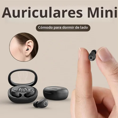 Vista 3 de Pequeños auriculares invisibles para dormir, inalámbricos más pequeños, Bluetooth, de perfil bajo, microdiminutos y discretos, con micrófono