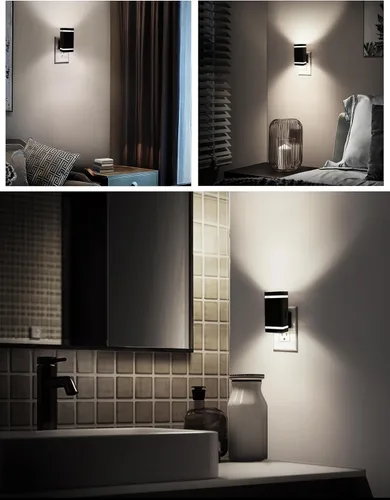 Vista 3 de DORESshop Luz nocturna LED brillante enchufable [2 unidades], luces nocturnas enchufables a la pared con sensor de atardecer a amanecer, luces