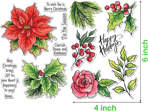 Vista 2 de Briartw Sello transparente de Feliz Navidad, sellos transparentes para hacer tarjetas, sellos de fotopolímero transparentes de temporada de Pascua