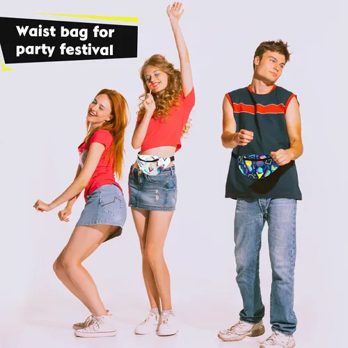 Vista 6 de 3 Riñoneras de los años 80 y 90, bolsas de cintura retro de neón de los años 80 y 90, accesorios de atuendo para hombres y mujeres, bolsas casuales