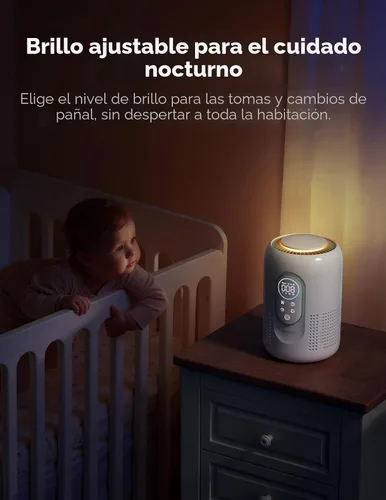 Vista 7 de Momcozy Purificador de Aire para Guardería, Sistema de 4 Filtros con H13 HEPA y Carbón, Monitor de Calidad del Aire PM2.5 en Tiempo Real y Pantalla