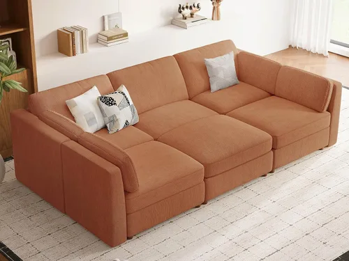 Vista 25 de CUGOAO Sofá biplaza extragrande de 83.5 pulgadas, sofás para sala de estar, sofá nube de felpilla de asiento profundo, sofá modular seccional, funda