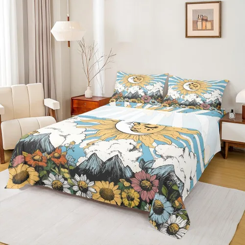 Vista 15 de Erosebridal Groovy - Juego de sábanas para decoración de fiesta para niñas y mujeres, diseño de signo de paz, tamaño individual, sábanas de mariposa