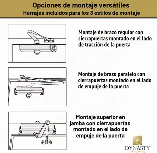 Vista 9 de Dynasty Hardware Cierrapuertas hidráulico comercial de alta resistencia de grado 1 y brazo abierto, cierre automático, tamaño de resorte ajustable