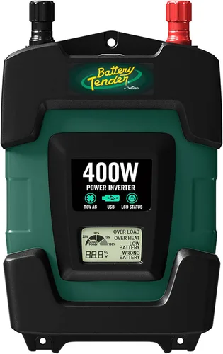 Vista 10 de Battery Tender Inversor de corriente de 120 vatios, inversor de coche de 12 voltios CC a 115 voltios de CA con adaptador de coche USB dual de 5