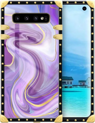 Vista 155 de Funda compatible con Samsung Galaxy S10 4G, TPU suave de lujo y parte trasera de policarbonato duro para niñas y mujeres, funda protectora a prueba
