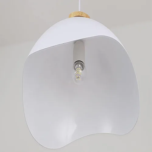 Vista 3 de Kiven Luces de riel tipo H, E26 montadas en pista de 1 luz, estilo nórdico simple, madera de macarrón, lámpara de media luna colgante