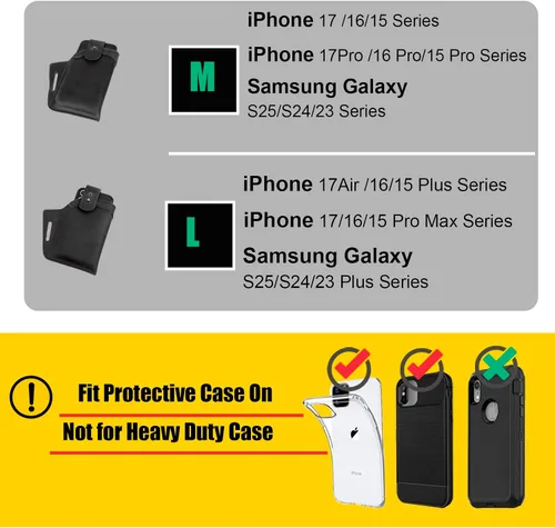 Vista 4 de Topstache Funda de cuero para cinturón, funda de teléfono celular con tapa para iPhone 14, 14 Pro, 13 Pro, 13, 12 Pro, 12, 11, XR, Galaxy S22, S21
