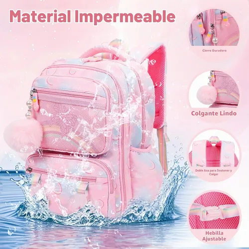 Vista 5 de Mochila Estética Kawaii Arcoíris