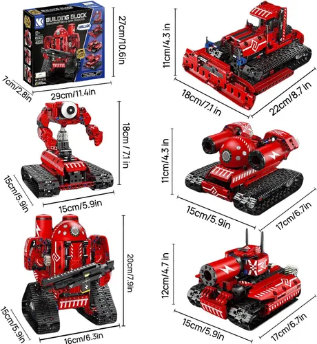 Vista 8 de Kit de robot STEM 5 en 1 para niños de 8 a 14 años 495 piezas de construcción de excavadora y robot Codificación de aplicaciones, robots a