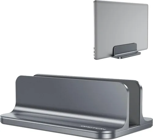 Vista 11 de OMOTON Soporte Vertical para Laptop, Soporte de Escritorio de Aluminio para MacBook con Tamaño de Base Ajustable, Compatible con Todas las MacBook