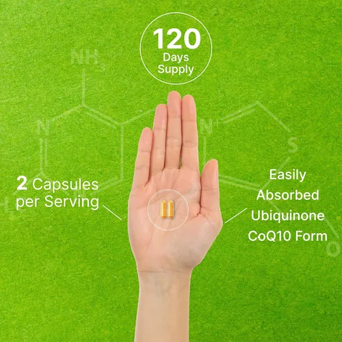 Vista 5 de DEAL SUPPLEMENT CoQ10 100mg con Omega 3 100 mg, 240 cápsulas Fórmula de coenzima Q10 biodisponible Sin OMG
