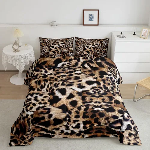 Vista 17 de Ropa de cama con estampado de vaca marrón tamaño individual, juego de edredón rústico de piel de vaca con calavera de vaca, relleno de edredón