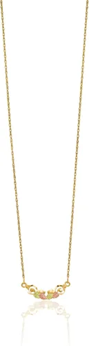 Vista 2 de Collar de barra de cadena de hoja de oro de 10 quilates sólido de tres colores rosa, blanco, amarillo, negro