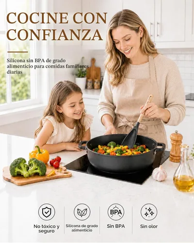 Vista 4 de Astercook Cuchara de cocina, paquete de 2, espátula de silicona Negro Gris