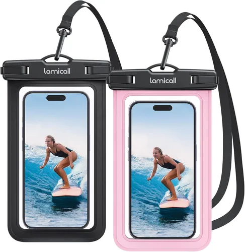 Vista 15 de Lamicall - Funda impermeable para teléfono, paquete de 2, IPX8, resistente al agua Beach & Cruise Essentials, Touch Screen, for iPhone 17 16 15 14