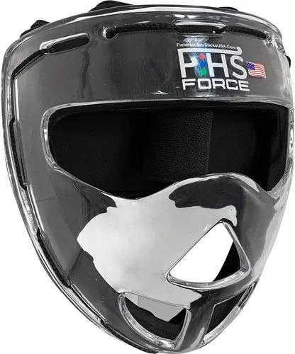 Vista 4 de Máscara facial de hockey sobre césped Clear FORCE Protección transparente para esquinas de penalti, colores disponibles, negro, blanco, azul