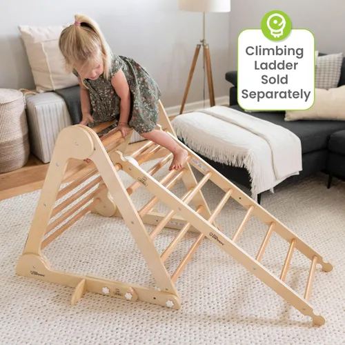 Vista 6 de Little Partners Learn 'N Climb Triángulo de escalada de madera plegable, gimnasio de escalada de madera para niños pequeños, escalador triangular