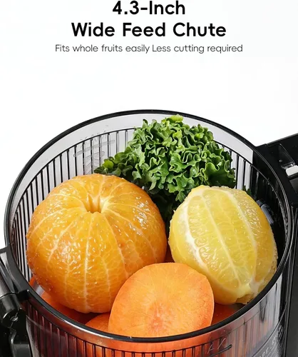 Vista 10 de FORLIM Exprimidor de prensa en frío de alto rendimiento, fácil de limpiar, potentes exprimidores con canal de alimentación grande para verduras