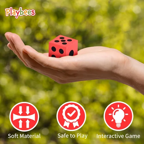 Vista 2 de Juego de dados grandes de espuma, paquete de 12, dados de colores para niños, ideal para aumentar las habilidades matemáticas en el aula, grandes