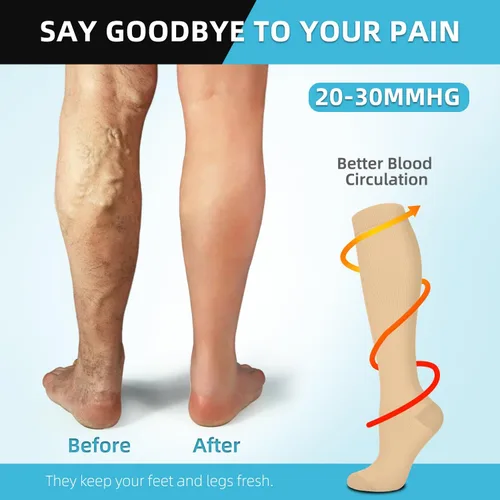 Vista 4 de FuelMeFoot Calcetines de compresión para hombres y mujeres de 20-30 mmHg-Calcetines de apoyo graduados para enfermeras de fútbol y correr