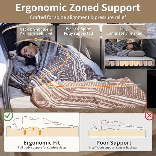 Vista 2 de Naturehike Colchón de aire de coche de punto caído para el modelo Y, cama inflable de TPU de 3.2 pulgadas de grosor con bomba externa y protector