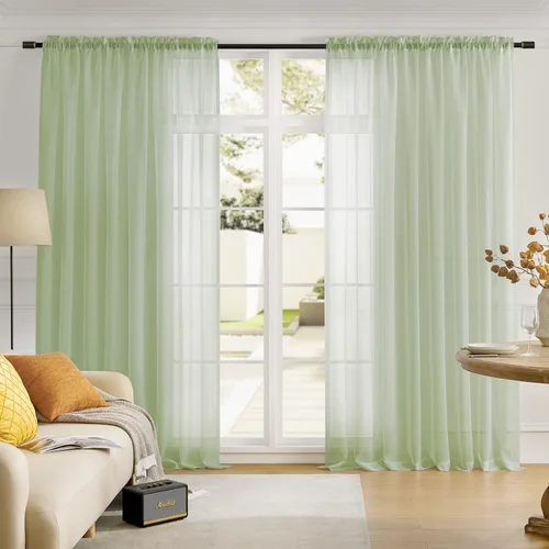Vista 50 de MYSTIC-HOME Juego de cortinas de niveles transparentes blancas para cocina de 24 pulgadas de largo, tratamiento de cortinas para ventanas pequeñas